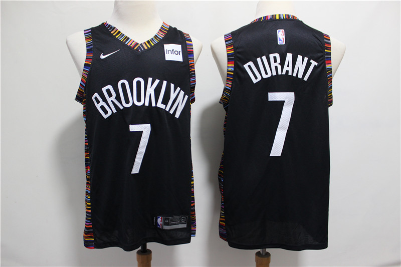 Men Brooklyn Nets #7 Durant black Home Stitched NBA Jersey 3